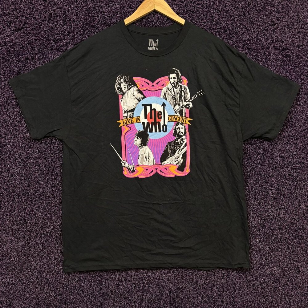 The Who Live in Concert Art Promo Poster Rock Band T-Shirt L